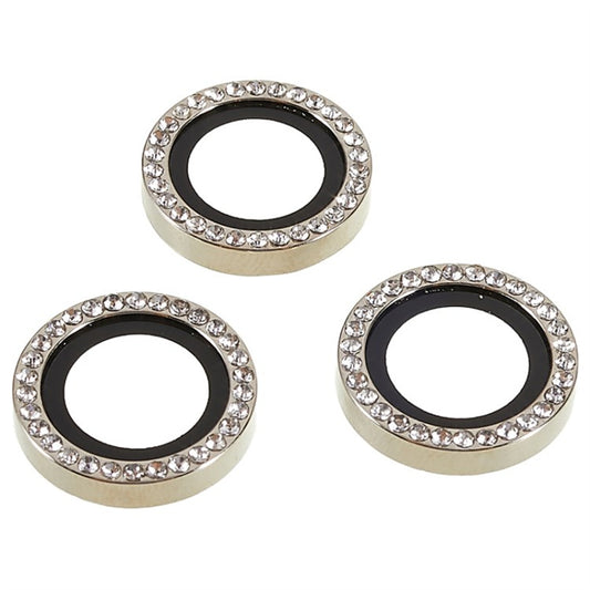 For iPhone 15 Pro / 15 Pro Max Camera Lens Protector Rhinestone Metal Frame + Tempered Glass Rear Lens Film