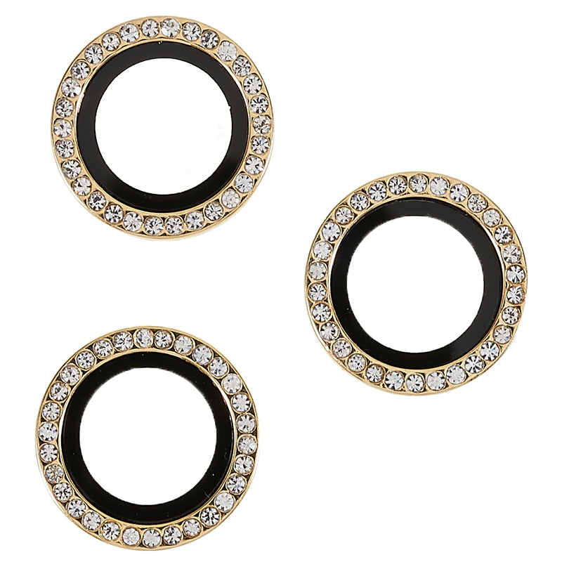 For iPhone 15 Pro / 15 Pro Max Camera Lens Protector Rhinestone Metal Frame + Tempered Glass Rear Lens Film