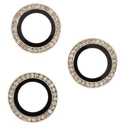 For iPhone 15 Pro / 15 Pro Max Camera Lens Protector Rhinestone Metal Frame + Tempered Glass Rear Lens Film
