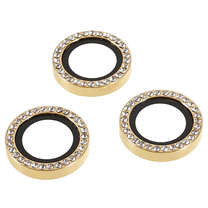 For iPhone 15 Pro / 15 Pro Max Camera Lens Protector Rhinestone Metal Frame + Tempered Glass Rear Lens Film