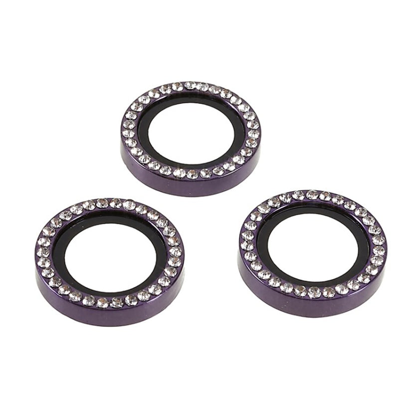 For iPhone 15 Pro / 15 Pro Max Camera Lens Protector Rhinestone Metal Frame + Tempered Glass Rear Lens Film