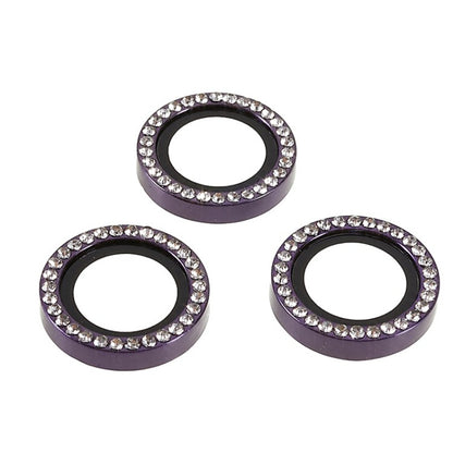 For iPhone 15 Pro / 15 Pro Max Camera Lens Protector Rhinestone Metal Frame + Tempered Glass Rear Lens Film