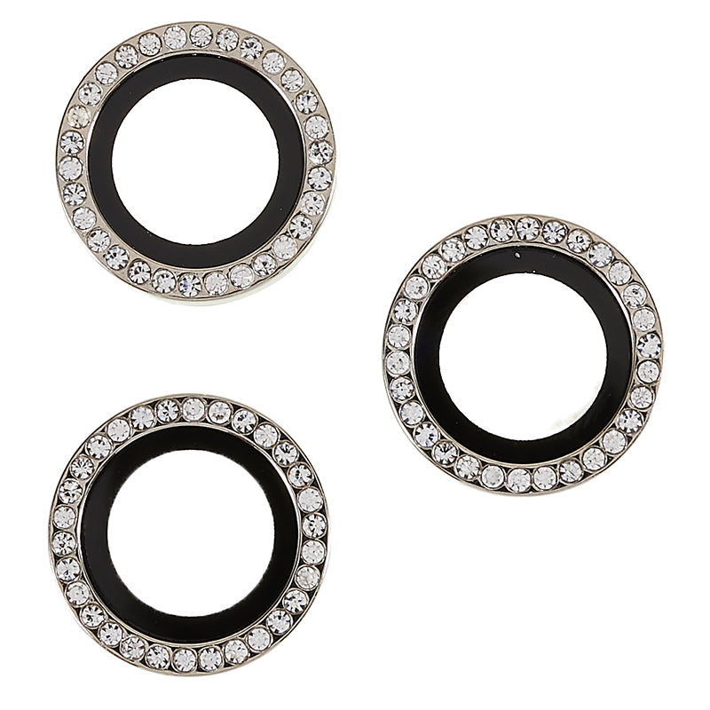 For iPhone 15 Pro / 15 Pro Max Camera Lens Protector Rhinestone Metal Frame + Tempered Glass Rear Lens Film