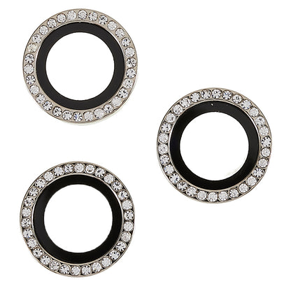 For iPhone 15 Pro / 15 Pro Max Camera Lens Protector Rhinestone Metal Frame + Tempered Glass Rear Lens Film