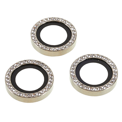 For iPhone 15 Pro / 15 Pro Max Camera Lens Protector Rhinestone Metal Frame + Tempered Glass Rear Lens Film
