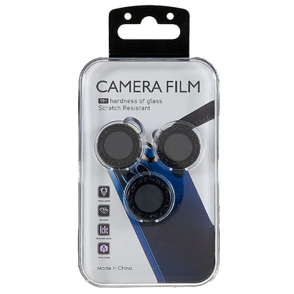 For iPhone 15 Pro / 15 Pro Max Camera Lens Protector Set Tempered Glass Glitter Bling Ring Lens Film