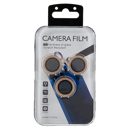 For iPhone 15 Pro / 15 Pro Max Camera Lens Protector Set Tempered Glass Glitter Bling Ring Lens Film