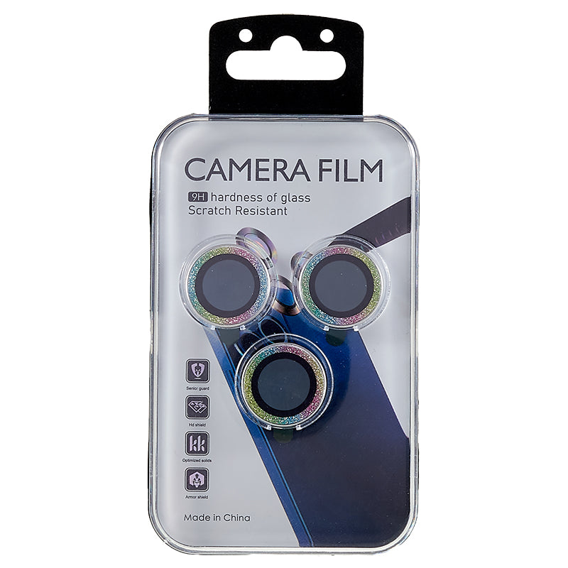 For iPhone 15 Pro / 15 Pro Max Camera Lens Protector Set Tempered Glass Glitter Bling Ring Lens Film