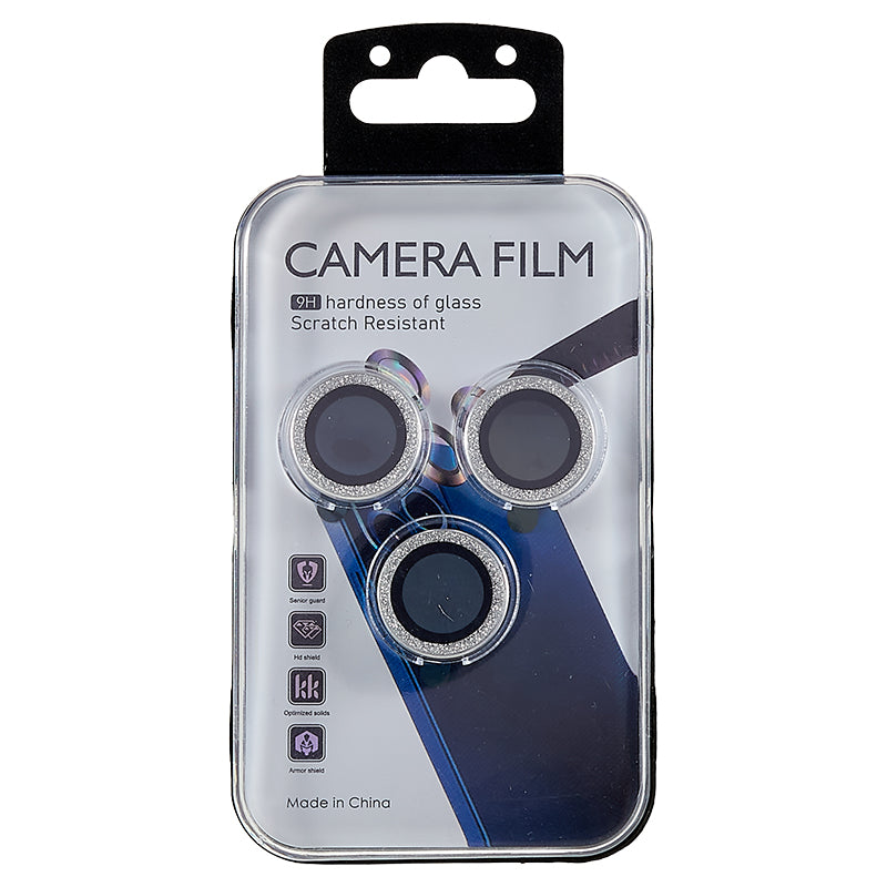 For iPhone 15 Pro / 15 Pro Max Camera Lens Protector Set Tempered Glass Glitter Bling Ring Lens Film