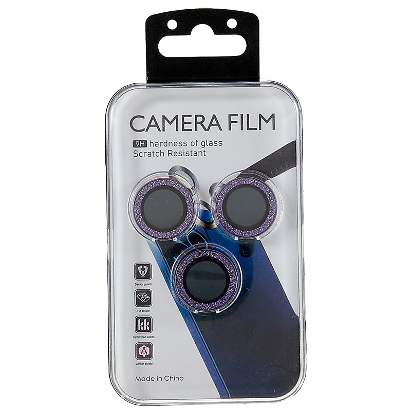 For iPhone 15 Pro / 15 Pro Max Camera Lens Protector Set Tempered Glass Glitter Bling Ring Lens Film