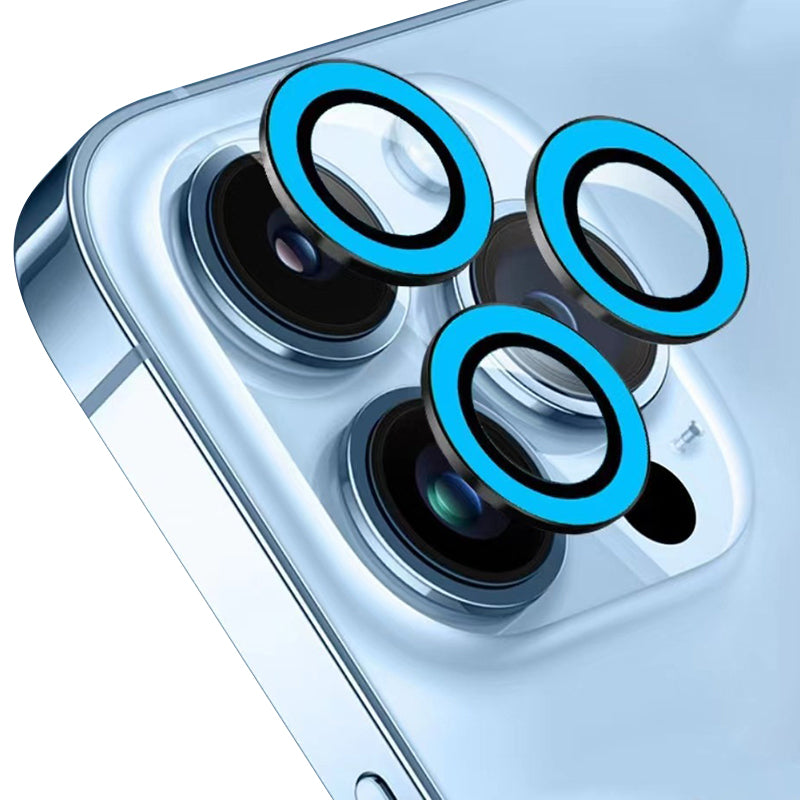 For iPhone 15 Pro / 15 Pro Max Luminous Camera Lens Protector Set Tempered Glass Individual Ring Lens Film