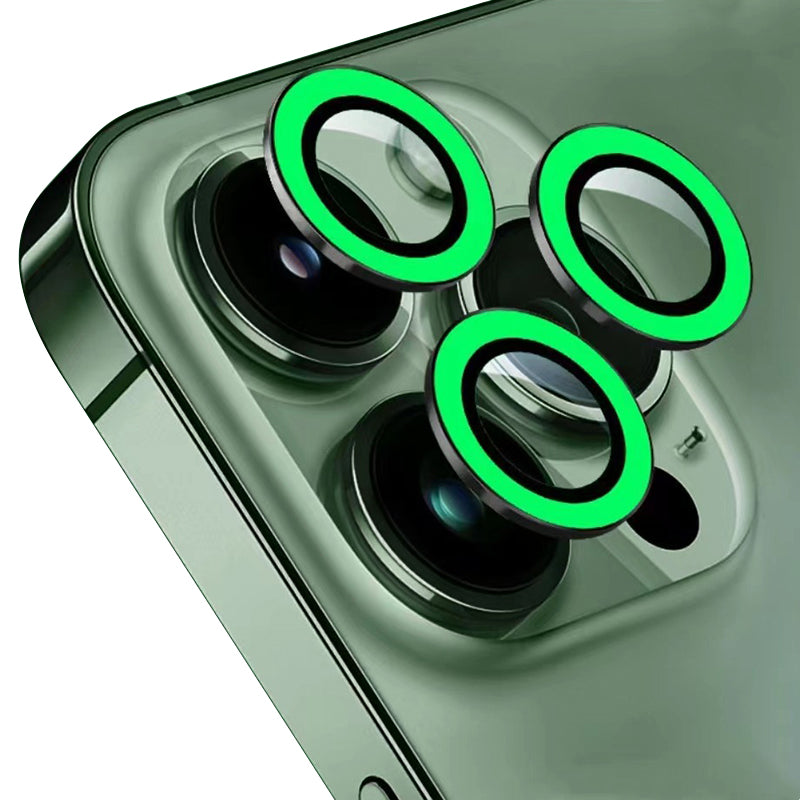 For iPhone 15 Pro / 15 Pro Max Luminous Camera Lens Protector Set Tempered Glass Individual Ring Lens Film