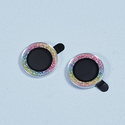 For iPhone 15  / 15 Plus Camera Lens Protector Set Bling Glitter Metal Ring Tempered Glass Lens Film