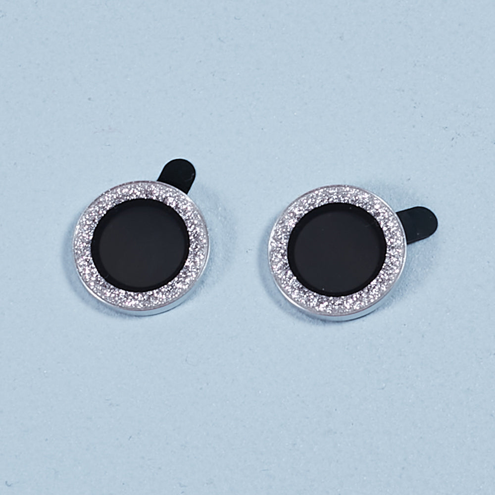 For iPhone 15  / 15 Plus Camera Lens Protector Set Bling Glitter Metal Ring Tempered Glass Lens Film