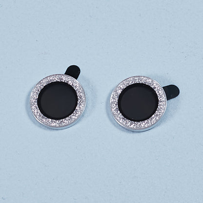 For iPhone 15  / 15 Plus Camera Lens Protector Set Bling Glitter Metal Ring Tempered Glass Lens Film