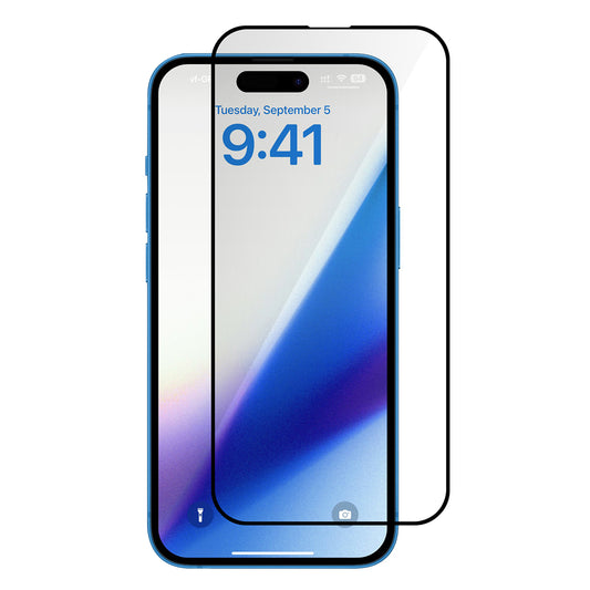 For iPhone 15 Pro Max Tempered Glass Silk Printing Film Full Cover Diamond Cut Edge Shatterproof Screen Protector