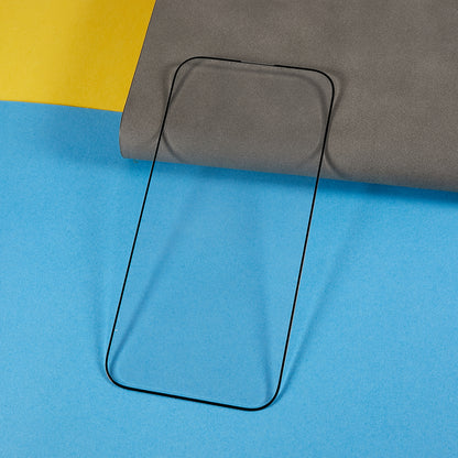 For iPhone 15 Tempered Glass Screen Protector Silk Printing Diamond Cut Edge Full Coverage HD Clear Film