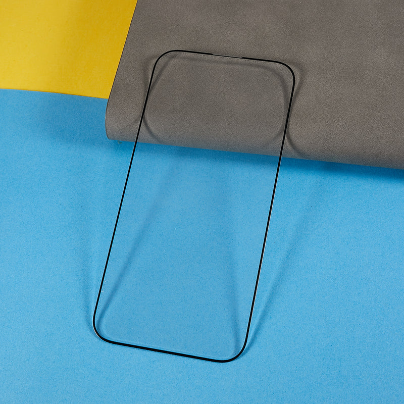 For iPhone 15 Pro Tempered Glass Film Silk Printing Diamond Cut Edge Anti-Scratch Full Screen Protector