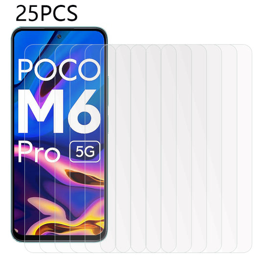 25PCS Screen Protector for Xiaomi Redmi 12 5G / Poco M6 Pro 5G , Tempered Glass Ultra Clear Protective Screen Film