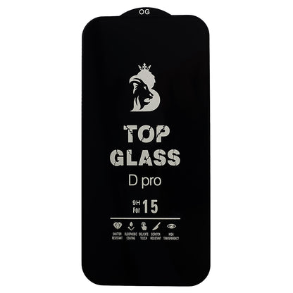D Pro For iPhone 15 Silk Printing Screen Protector HD Tempered Glass 9H Hardness Film