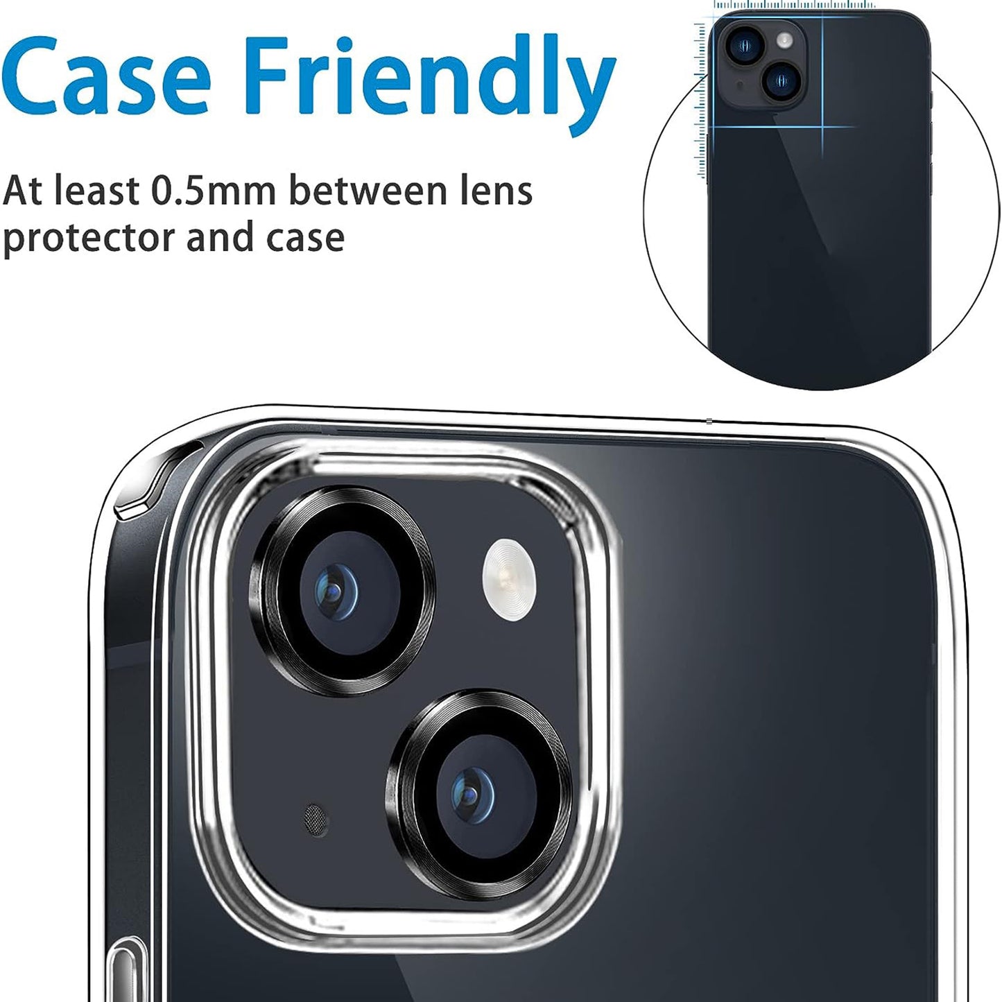 For iPhone 15 / 15 Plus Camera Lens Protector Set CD Vein Tempered Glass + Metal Ring Lens Film
