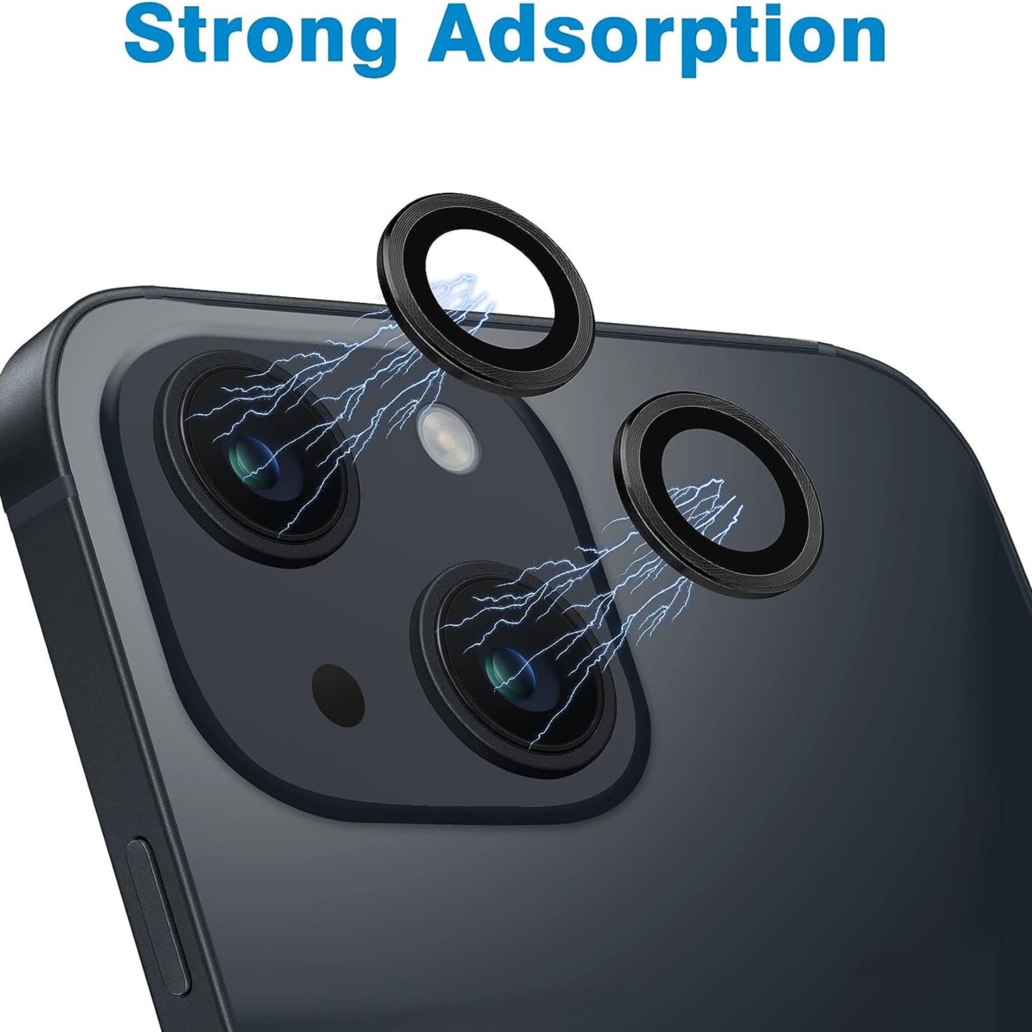 For iPhone 15 / 15 Plus Camera Lens Protector Set CD Vein Tempered Glass + Metal Ring Lens Film