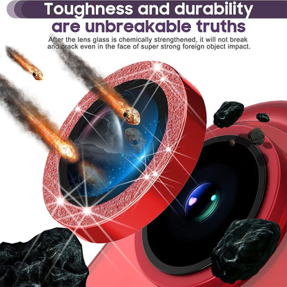 For iPhone 15 / 15 Plus Camera Lens Protector Set Glitter Metal Ring Tempered Glass Back Lens Film