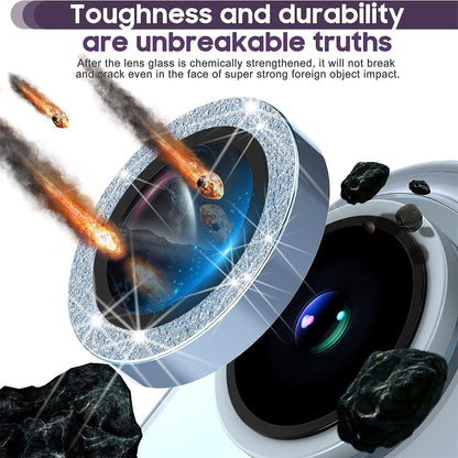 For iPhone 15 / 15 Plus Camera Lens Protector Set Glitter Metal Ring Tempered Glass Back Lens Film