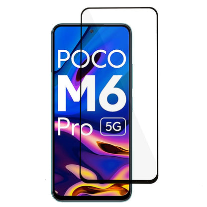 For Xiaomi Redmi 12 5G / Poco M6 Pro 5G Silk Printing Black Edge Screen Protector Full Glue Full Cover Tempered Glass Film