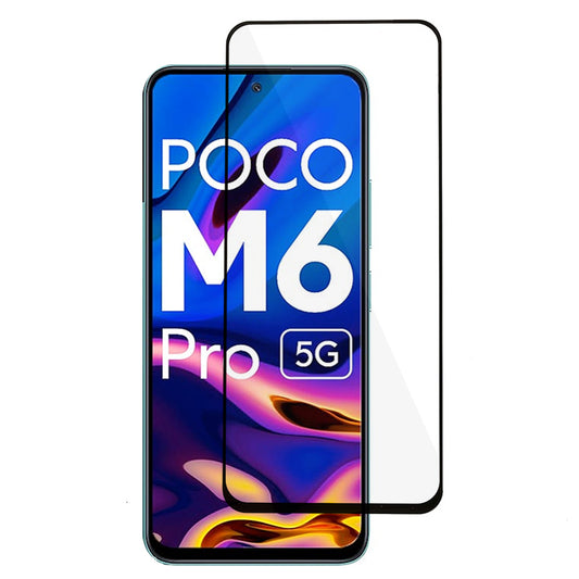 For Xiaomi Redmi 12 5G / Poco M6 Pro 5G Silk Printing Black Edge Screen Protector Full Glue Full Cover Tempered Glass Film