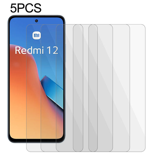 5Pcs For Xiaomi Redmi 12 5G / Poco M6 Pro 5G Tempered Glass Film 0.3mm Clear 2.5D Anti-Scratch Screen Protector