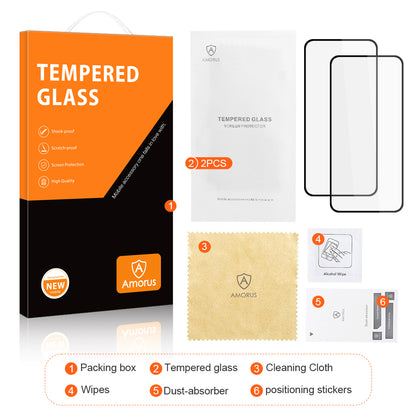 AMORUS 2Pcs Screen Protector for Google Pixel 8 Pro , Full Glue High Transparency Tempered Glass Silk Printing Film