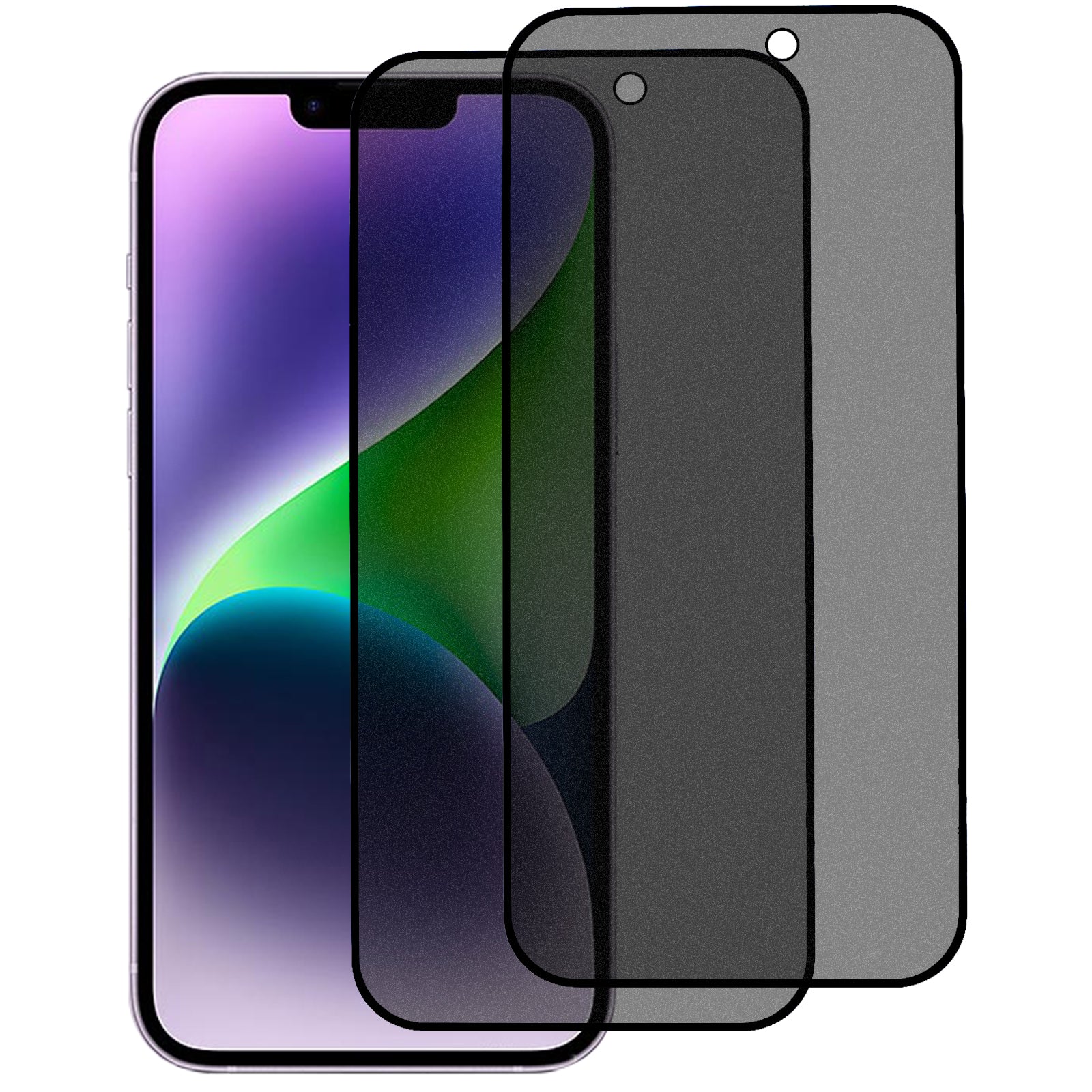 2Pcs for iPhone 15 Plus 180-degree Anti-spy Full Screen Protector Matte Tempered Glass Film with Anti-dust Net