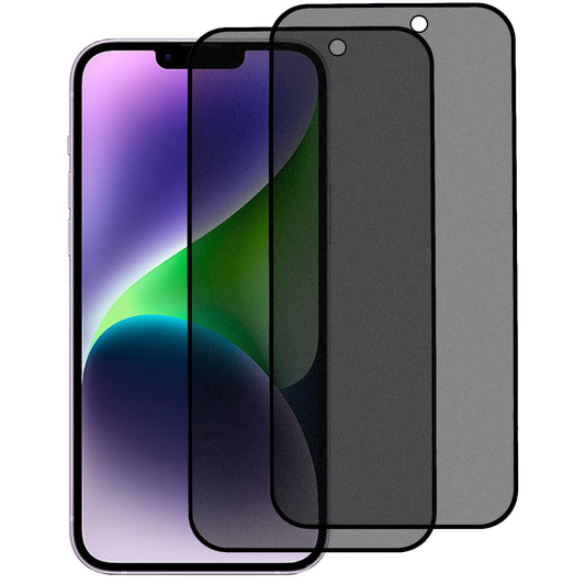 2Pcs for iPhone 15 Plus 180-degree Anti-spy Full Screen Protector Matte Tempered Glass Film with Anti-dust Net
