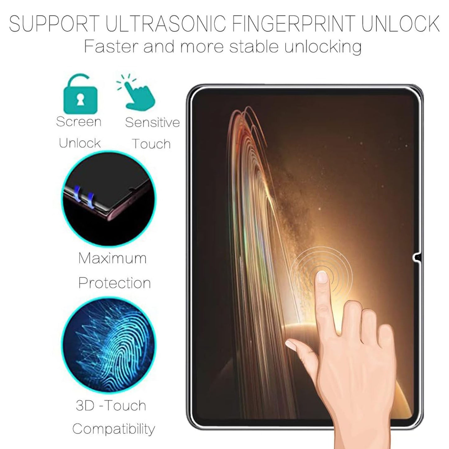 For Oppo Pad 2 Tempered Glass 2.5D Straight Edge Full Cover Tablet Screen Protector