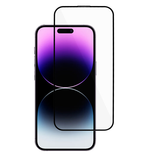 For iPhone 15 Pro 9D Full Glue Anti-scratch Screen Protector Full Coverage Silk Print Tempered Glass Film