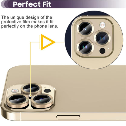 For iPhone 14 Pro / 14 Pro Max 1 Set Camera Lens Protector Tempered Glass + Metal Ring CD Vein Lens Film
