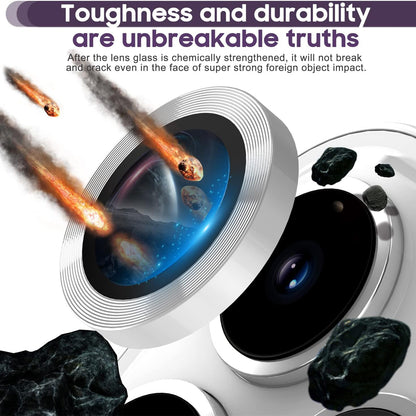For iPhone 14 Pro / 14 Pro Max 1 Set Camera Lens Protector Tempered Glass + Metal Ring CD Vein Lens Film