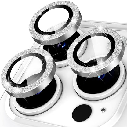 For iPhone 14 Pro / 14 Pro Max 1 Set Camera Lens Protector Metal Ring+Tempered Glass Glitter Rear Lens Film