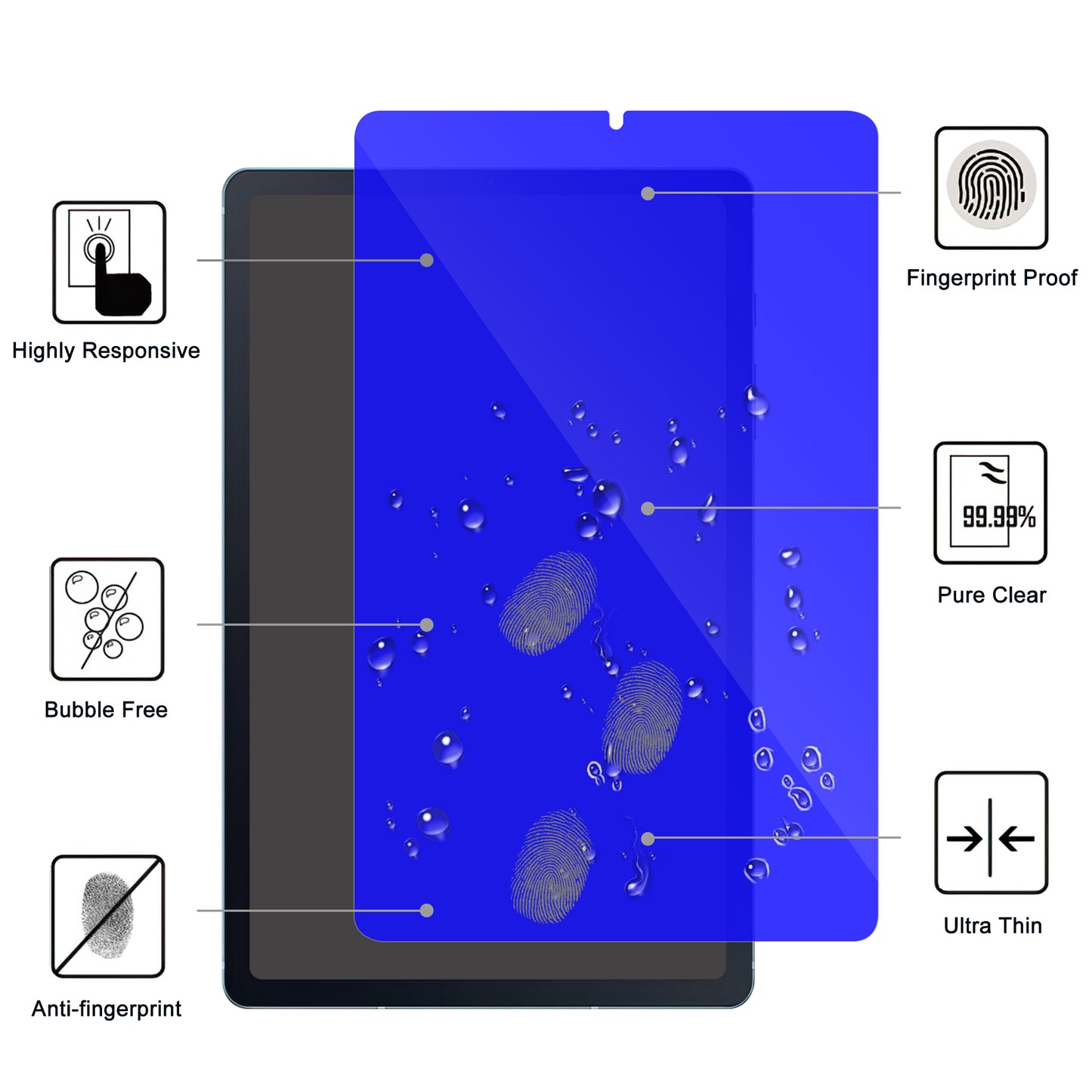 For Samsung Galaxy Tab S6 Lite / S6 Lite (2022) Anti-blue-ray Tempered Glass Film Full Coverage HD Clarity Anti-glare Screen Protector