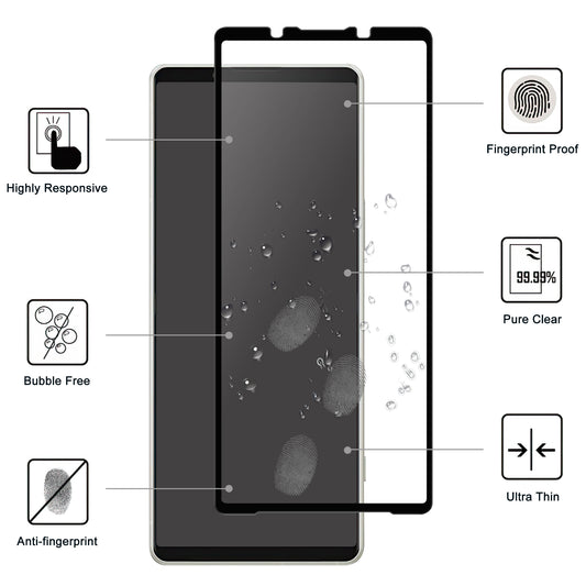 For Sony Xperia 5 V Black Edge Full Glue AGC Glass Screen Covering Film Clear Cell Phone Screen Protector