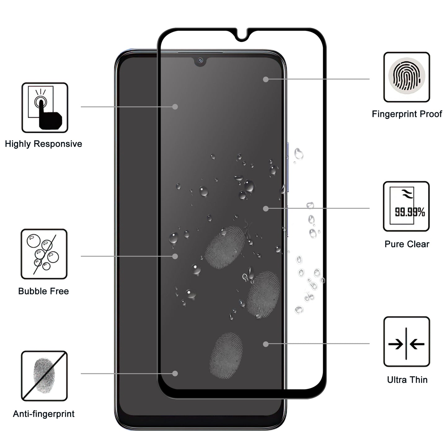For TCL 40 SE Cell Phone Screen Protector Black Edge Full Glue Clear AGC Glass Screen Covering Film