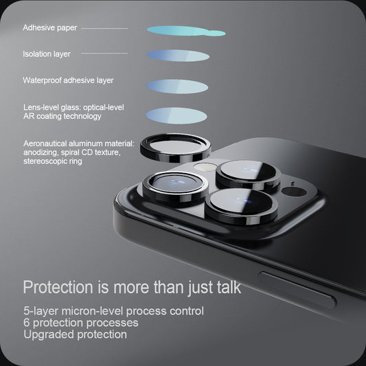 NILLKIN For iPhone 15 Pro / 15 Pro Max Aluminum Frame+Tempered Glass Camera Lens Protector Cell Phone Ultra Clear Lens Film