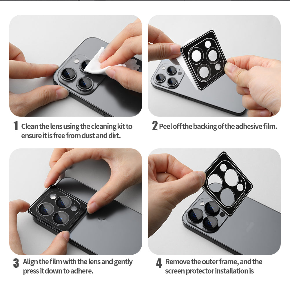 NILLKIN For iPhone 15 Pro / 15 Pro Max Aluminum Frame+Tempered Glass Camera Lens Protector Cell Phone Ultra Clear Lens Film
