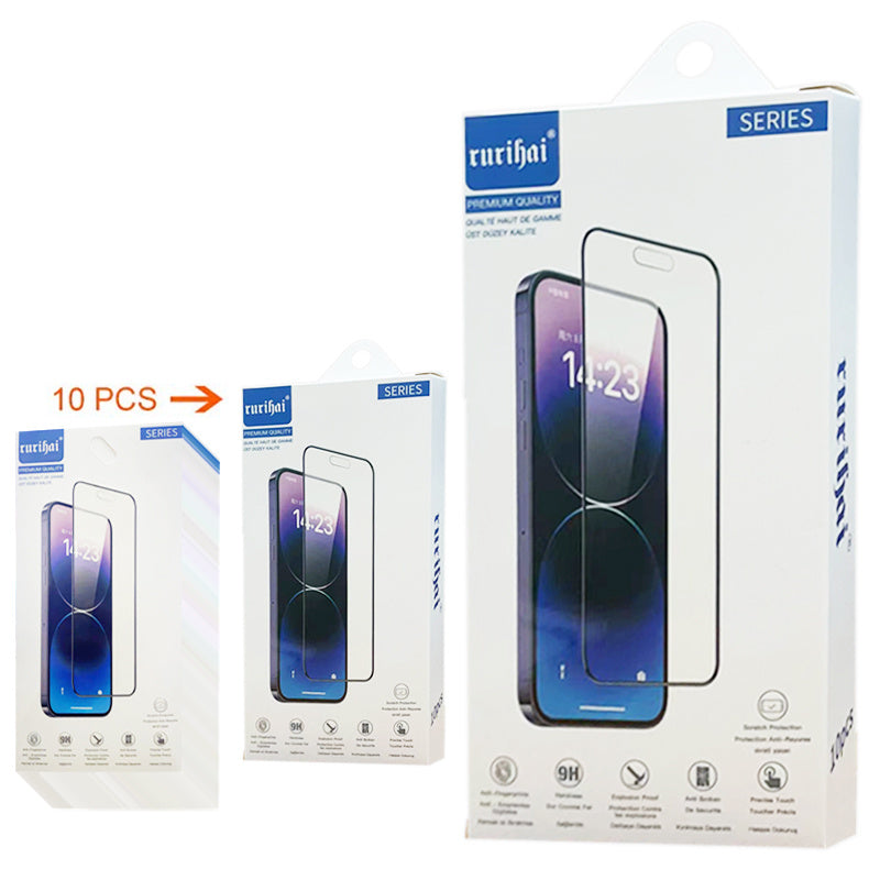 RURIHAI 10Pcs For iPhone 15 Secondary Hardening Screen Protector 2.5D 0.26mm High Aluminum-silicon Glass Anti-scratch Film
