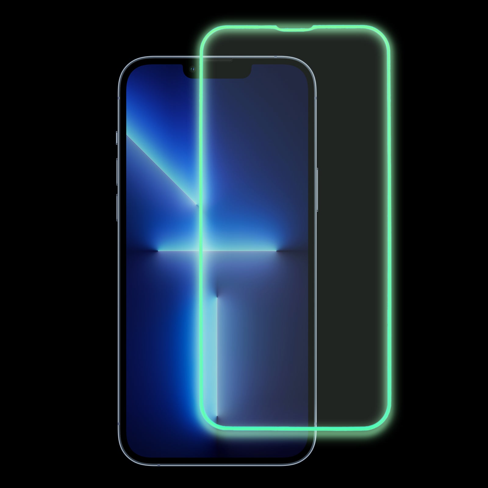 For iPhone 13 Pro Phone Screen Protector Medium Alumina Tempered Glass Screen Film Guard (Luminous Edge )