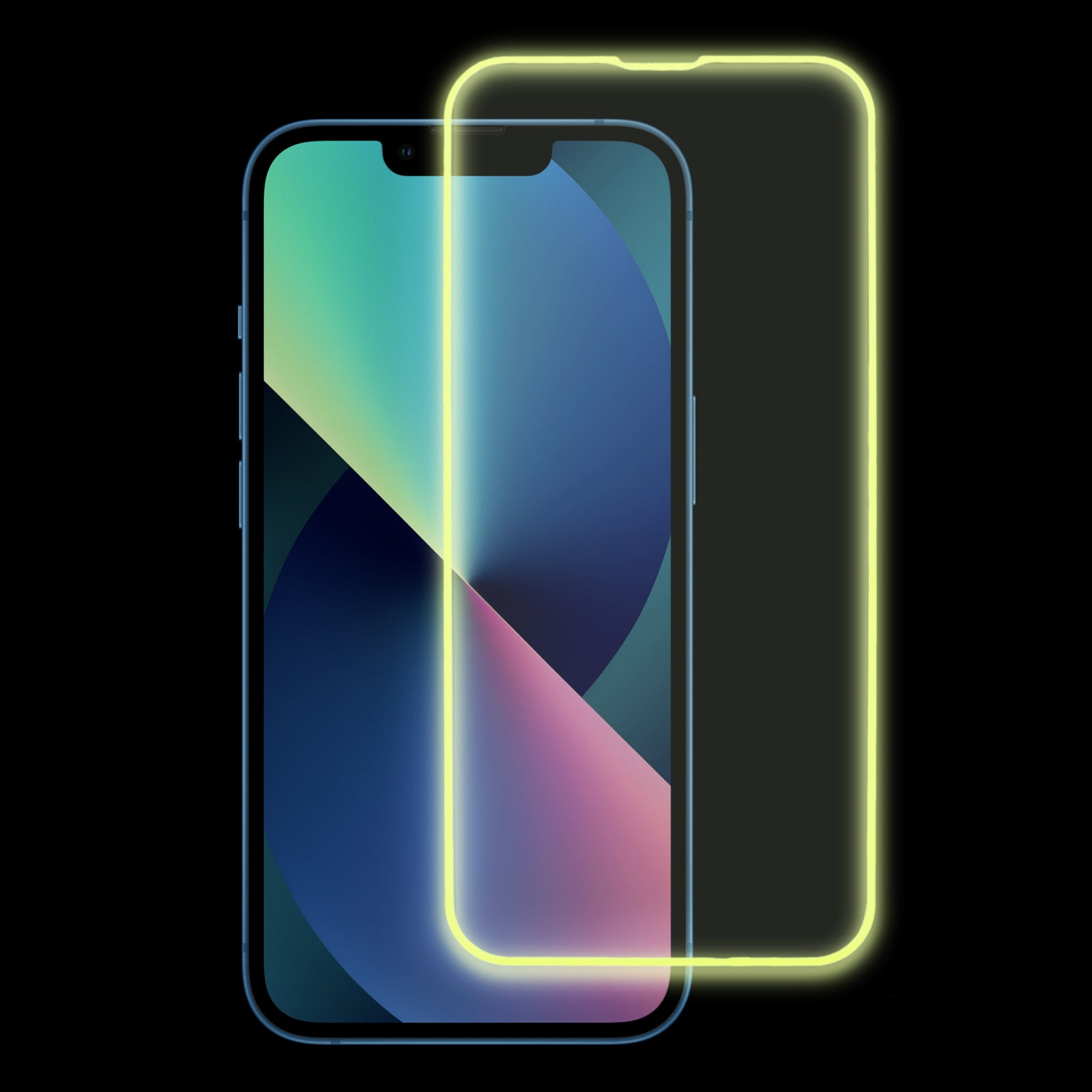 For iPhone 13 Medium Alumina Tempered Glass Film Luminous Edge Phone Screen Protector