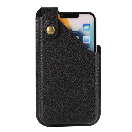 6.1-inch Universal Waist Phone Case Litchi Texture PU Leather Vertical Belt Holster Phone Pouch