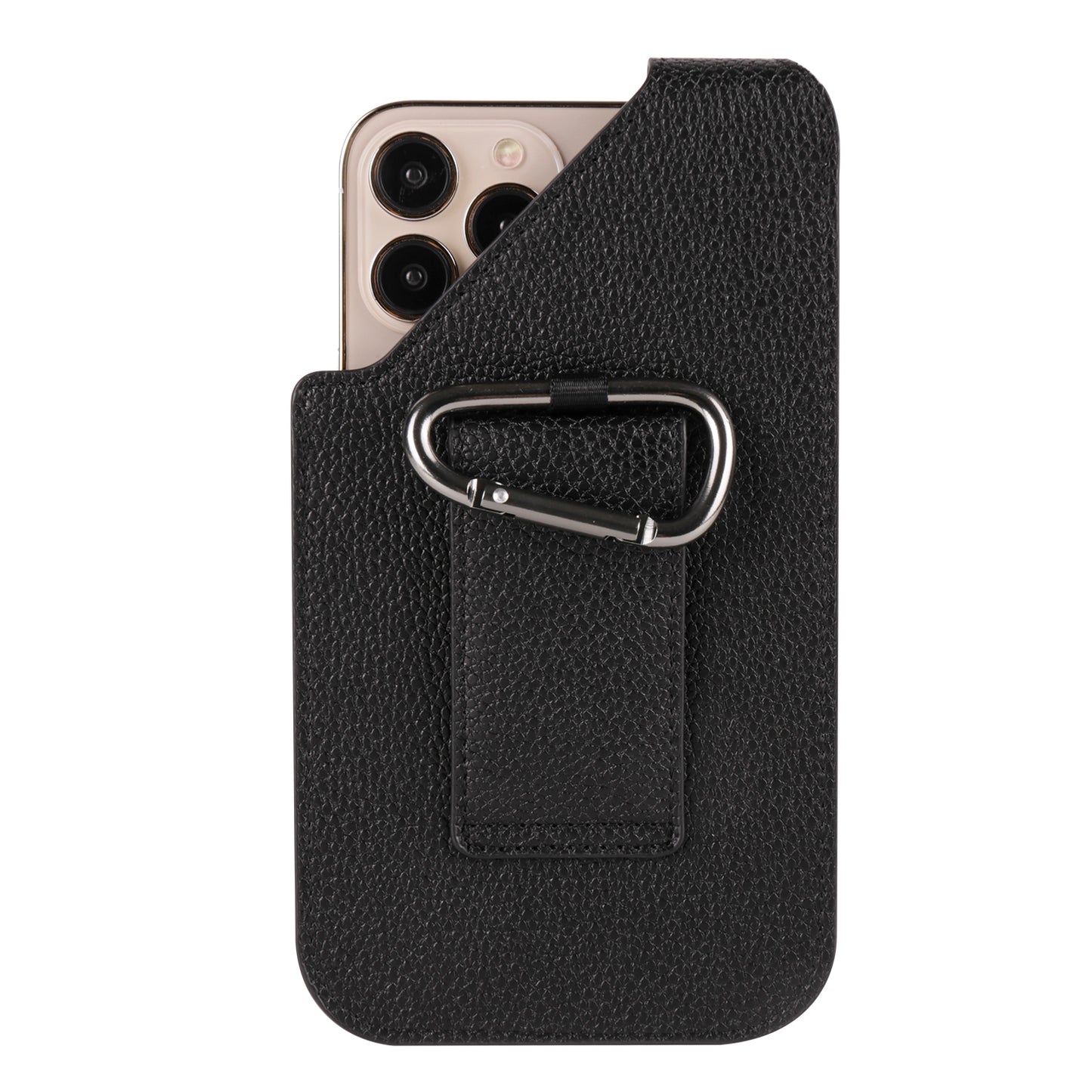6.1-inch Universal Waist Phone Case Litchi Texture PU Leather Vertical Belt Holster Phone Pouch