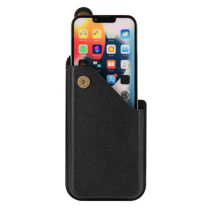 6.1-inch Universal Waist Phone Case Litchi Texture PU Leather Vertical Belt Holster Phone Pouch